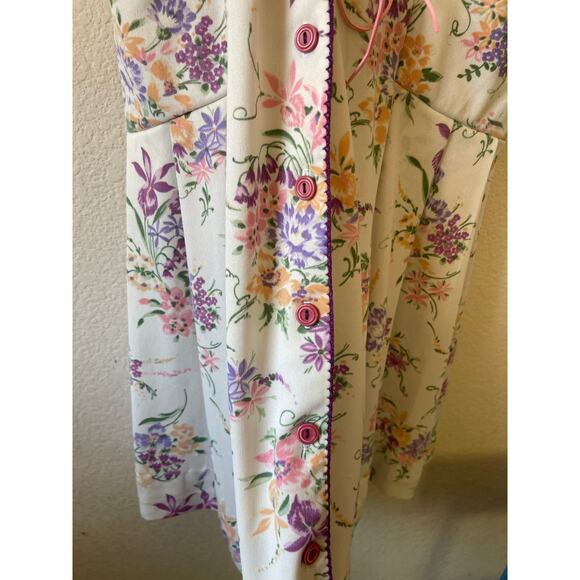Vintage 60s cottagecore floral romantic midi with‎ front pockets size large - Picture 2 of 9